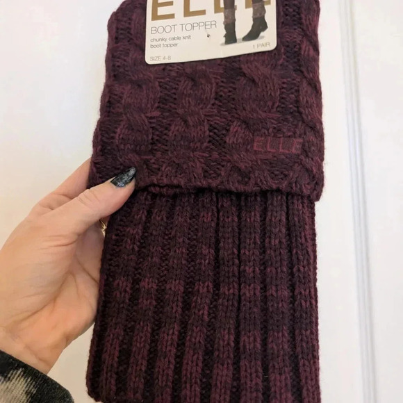 Elle Chunky Cable Knit Boot Toppers - Purple - Picture 2 of 4
